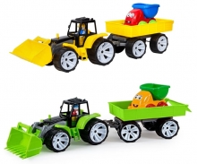 я Трактор 007/11 з причепом і машинкою Смайлик 2кольори Bamsic