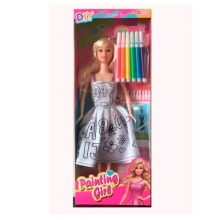 Лялька 6388-3, плаття-розмальовка, в кор-ці