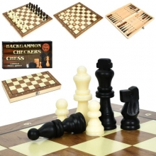 Шахи A0067, дерев'яні, 3в1, в кор-ці