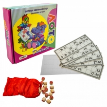 яя Настольная игра 343 Лото Детское с деревянными бочоноками РУС Strateg