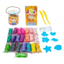 яя Набор теста для лепки 71811 Мистер тесто 22 цвета с блестками в блистере УКР Strateg