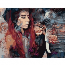 яя Картина за номерами Поп-арт: Дівчина та слон 40х50 см (GS166)