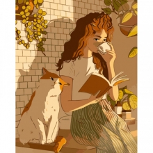 яя Картина за номерами Відпочинок з котиком 40х50 см (GS889)