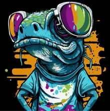 яя Картина за номерами Яскрава рептилія на чорному фоні 30х30 см (SH3030-1)