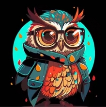 яя Картина за номерами Яскравість пернатого мудреця на чорному фоні 30х30 см (SH3030-5)