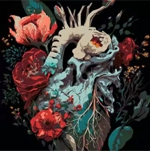 яя Картина за номерами Квіткова експресія серця на чорному фоні 30х30 см (SH3030-6)