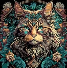 яя Картина за номерами Магія кота та квітів на чорному фоні 30х30 см (SH3030-7)