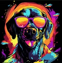 яя Картина за номерами Яскравий вірний друг на чорному фоні 30х30 см (SH3030-15)