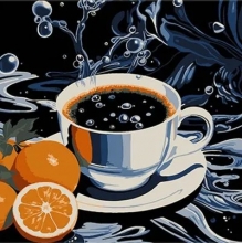 яя Картина за номерами Кава з цитрусовими нотками на чорному фоні 30х30 см (SH3030-16)