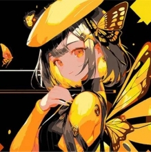 яя Картина за номерами Аніме дівчинка-метелик на чорному фоні 30х30 см (SH3030-17)