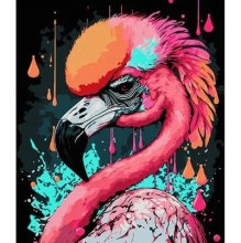 яя Картина за номерами Чарівне фламінго на чорному фоні 30х40 см (FH-14)