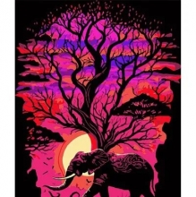 яя Картина за номерами Слон на сафарі у рожевих відтінках на чорному фоні 30х40 см (FH-17)