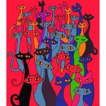 яя Картина за номерами Казкові кошенята на кольоровому фоні 40х50 см (MZ037)