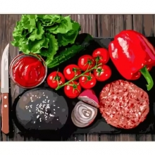 яя Картина за номерами Овочевий асортимент на кольоровому фоні 40х50 см (MZ056)