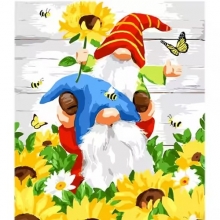 яя Картина за номерами Пара гномиків на кольоровому фоні 40х50 см (MZ065)