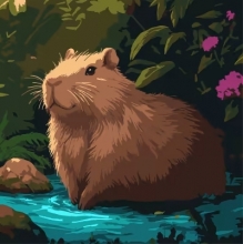 яя Картина за номерами Капібара на березі 30х30 см ES-0913