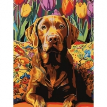 яя Картина за номерами Пес серед тюльпанів 30Х40 (SS-1288)