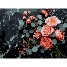 яя Картина за номерами Квітковий букет на чорному фоні 30Х40 (FH-31)