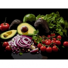 яя Картина за номерами Соковите авокадо на чорному фоні 30Х40 (FH-42)