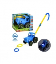Музична іграшка 975-2, на мотузці / палці, Синій трактор, в кор-ці
